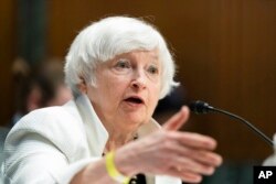 Treasury Secretary Janet Yellen testifies during a Senate Finance Committee hearing on Capitol Hill, in Washington, June 7, 2022.