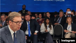 Predsednik Srbije Aleksandar Vučić na Globsec forumu u Bratislavi (Instagram)