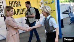 A photo of European Commission President Ursula von der Leyen in Kyiv, Ukraine, posted to her Twitter account June 11, 2022.
