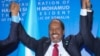 Somalia's new president Hassan Sheikh Mohamud celebrates during his inauguration as his country's 10th president in Mogadishu, Somalia, on June 9, 2022. 