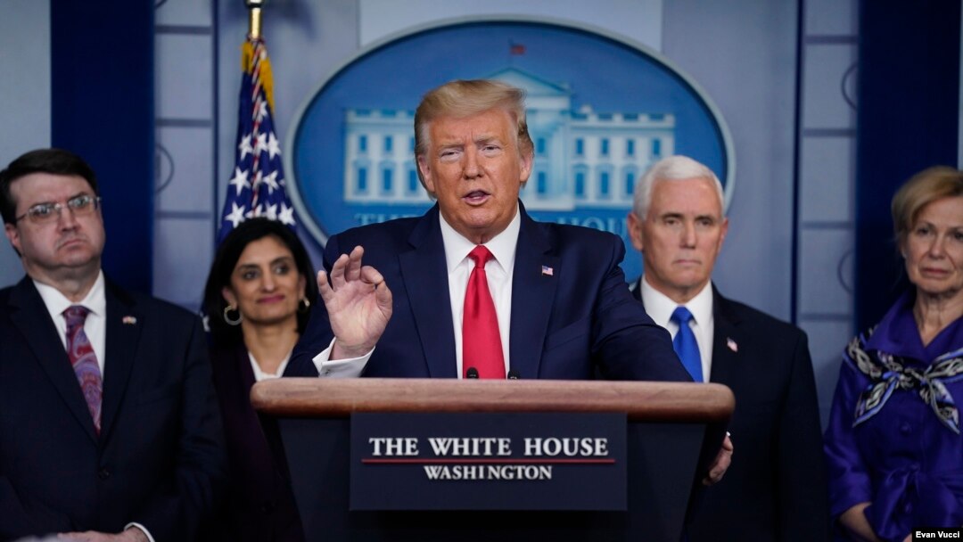 President Donald Trump speaks during press briefing with the Coronavirus Task Force, at the White House, March 18, 2020, in Washington. 