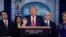 President Donald Trump speaks during press briefing with the Coronavirus Task Force, at the White House, March 18, 2020, in Washington. 
