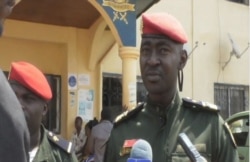 Baudouin Gweha and his gendarme peers, Yaounde, Cameroon, Jan. 16, 2021. (Moki Edwin Kindzeka/VOA)