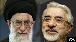 Mehdi Karroubi (kiri) dan Mir Hossein Mousavi, dua tokoh oposisi Iran yang kini mendekam dalam tahanan rumah.