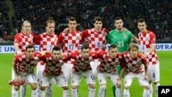 L'équipe de la Croatie lors d'un match contre l'italie, Milan le 16 novembre 2014 