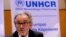 FILE - Vincent Cochetel, Director of the Bureau for Europe at the United Nations High Commissioner for Refugees, is seen at a press conference in Budapest, Hungary, Sept. 8, 2015.