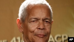 Former NAACP chairman Julian Bond poses backstage at the 41st NAACP Image Awards in Los Angeles, Feb. 26, 2010.