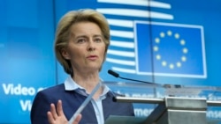 Presidentja e Komisionit Evropian, Ursula von der Leyen; 23 prill 2020.