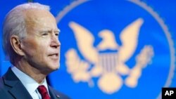 President-elect Joe Biden speaks during an event at The Queen theater in Wilmington, Del., Dec. 8, 2020.