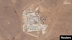 FILE - This satellite photo from Planet Labs PBC shows a military base known as Tower 22 in Jordan, on October 12, 2023. Three American troops were killed and "many" were wounded Sunday, January 28, 2024, in a drone strike in northeast Jordan near the Syrian border..