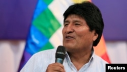 Bolivia's President Evo Morales speaks during a news conference at the the venue where the Gas Exporting Countries Forum (GECF) Summit will be held in Santa Cruz, Bolivia, Nov. 20, 2017. 