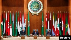 Meeting of Arab foreign ministers at the Arab League Headquarters, in Cairo