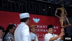 Capres Prabowo Subianto meresmikan tim pemenangannya di Solo, Kamis 29 Mei 2019 (Foto: VOA/Yudha)