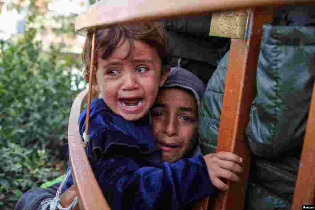 Children outcry  during the ceremonial   of Palestinian Anas Al-Masri, who succumbed to wounds sustained from an Israeli strike, successful  Khan Younis successful  the confederate  Gaza Strip.