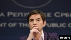 Premijerka Srbije Ana Brnabić tokom konferencije za novinare u Vladi Srbije, u Beogradu, 20. januara 2022. (Foto: Rojters, Bojana Jevtić)