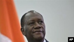 Alassane Ouattara, reconnu vainqueur de l'élection présidentielle par l'Union Européenne et l'ONU.