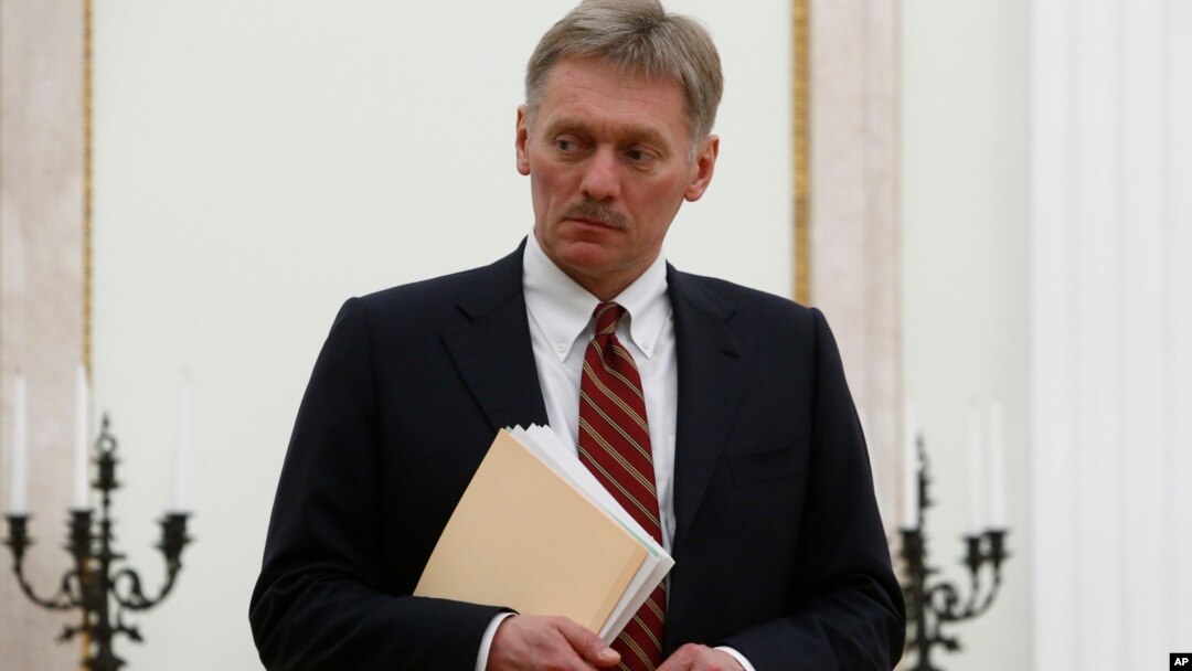 FILE - Russian President Vladimir Putin's spokesman Dmitry Peskov is seen at the Kremlin in Moscow, Russia, March 27, 2017.