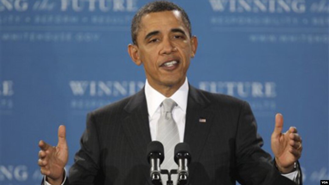 Presiden Amerika Barack Obama menyampaikan pidatonya, Selasa (15/3).