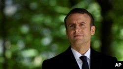 President-elect Emmanuel Macron, attends a ceremony to mark the anniversary of the abolition of slavery May 10, 2017 in Paris.