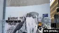 Djordjo Zujovic, from Social Democratic Party of Serbia, threw paint on the mural of convicted war criminal Ratko Mladic in Belgrade.