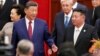 资料照片：中国国家主席习近平与朝鲜领导人金正恩抵达北京人民大会堂，出席纪念第二次世界大战结束80周年的招待会。(2025年9月3日)