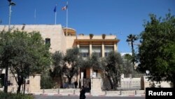 A view of the exterior of the French consulate-general building in Jerusalem, March 19, 2018. 
