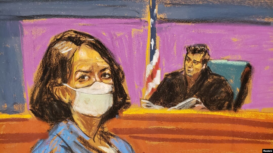 Sketsa persidangan menunjukkan Ghislaine Maxwell mendengarkan hakim membacakan hukuman yang dijatuhkan terhadapnya dalam kasus pelecehan seksual yang melibatkan namanya dan Jeffrey Epstein dalam persidangan di Kota New York, pada 28 Juni 2022. (Foto: Reuters/Jane Rosenberg)