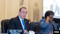 Presidente de Guatemala, Alejandro Giammattei, en disertación frente al Consejo Permanente de la OEA, en Washington DC, el 28 de junio de 2022. (Foto: Cortesía de la OEA)