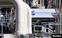 FILE - Pipes at the landfall facilities of the 'Nord Stream 1' gas pipeline are pictured in Lubmin, Germany, March 8, 2022.