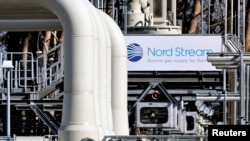 FILE - Pipes at the landfall facilities of the 'Nord Stream 1' gas pipeline are pictured in Lubmin, Germany, March 8, 2022.