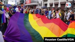Decenas de miembros de la comunidad LGBTIQ en Costa Rica. Foto Houston Castillo, VOA
