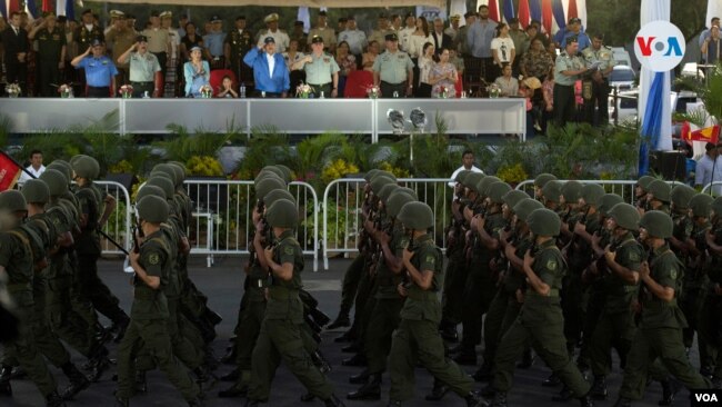 Miembros del Ejército de Nicaragua el pasado 3 de septiembre 2019, durante el 40 aniversario de la institución. Foto: Voz de América