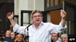 Leader of left-wing coalition Nupes Jean-Luc Melenchon delivers a speech after the first results of the second round of the parliamentary elections in Paris, June 19, 2022.