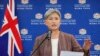 Australian Foreign Minister Penny Wong speaks during a press conference after meeting with Malaysian Foreign Minister Saifuddin Abdullah during visit to Foreign Ministry in Putrajaya, Malaysia, June 28, 2022.