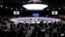 File: A view of the Meeting of the North Atlantic Council Session with heads of state at the NATO summit at the IFEMA arena in Madrid, June 30, 2022. 