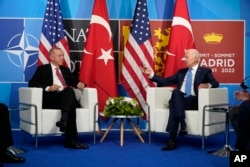 President Joe Biden meets with Turkey's President Recep Tayyip Erdogan during the NATO summit in Madrid, Spain, June 29, 2022.