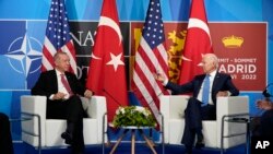 President Joe Biden meets with Turkey's President Recep Tayyip Erdogan during the NATO summit in Madrid, June 29, 2022.