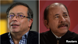 Composición en la que aparecen a la izquierda el presidente electo de Colombia, Gustavo Petro, y a la derecha el presidente de Nicaragua, Daniel Ortega. 