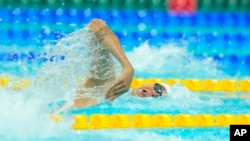 Mykhailo Romanchuk of Ukraine competes in the Men 800m Freestyle final at the 19th FINA World Championships in Budapest, Hungary, June 21, 2022.