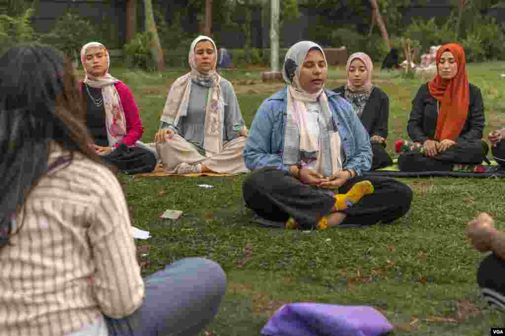 &quot;My family always advises me against working late or in secluded places,&quot; psychologist and certified meditation coach Doaa says, in Cairo, June 5, 2022. According to rights groups like the U.N. and Amnesty International, Egypt&#39;s women and girls face an epidemic of sexual violence &mdash; a barrier to workforce participation.