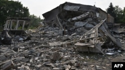 A photograph taken on July 3, 2022 shows rubbles of a destroyed hotel after a rocket attack in Kramatorsk. 