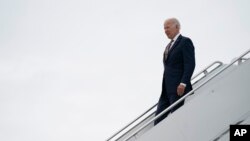 President Joe Biden arrives at Cleveland Hopkins International Airport, on July 6, 2022, in Cleveland. According to a new poll from The New York Times and Siena College, a majority of Democrats prefer their party nominate someone other than Biden in 2024.
