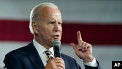 President Joe Biden, shown here speaking at Max S. Hayes Hight School on July 6, 2022, in Cleveland, is discussing the possible lifting of the ban of U.S. sales of offensive weapons to Saudi Arabia.
