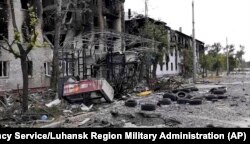 Damaged residential buildings are seen in Lysychansk, Luhansk region, Ukraine, July 3, 2022.