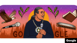 Google Doodle of Oneida Nation comedian Charlie Hill by lanah Astehtsi Otsistohkwa Jewell, Oneida Nation of the Thames, Ontario.