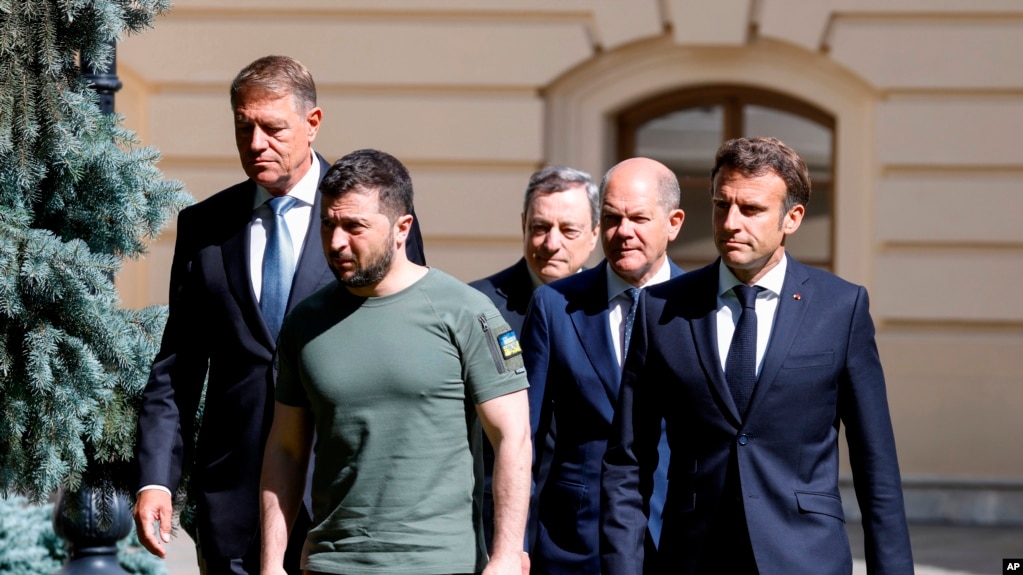 Ông Macron đang có chuyến thăm đến thủ Kyiv của Ukraine cùng với lãnh đạo Đức, Ý và Rumani