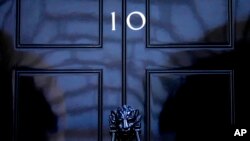 The door to 10 Downing Street in London, July 8, 2022.