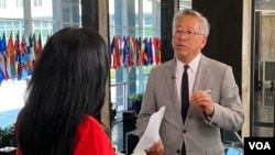 Donald Lu, Assistant Secretary for South and Central Asia, talking with VOA's Navbahor Imamova, Washington, June 30, 2022