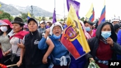 Indigenous women protest against the government in Quito, Ecuador, on June 23, 2022.