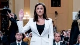 Cassidy Hutchinson, former aide to Trump White House chief of staff Mark Meadows, is sworn in to testify as the House select committee investigating the Jan. 6 attack on the U.S. Capitol holds a hearing at the Capitol in Washington, June 28, 2022. (AP Photo/Andrew Harnik, Pool)
